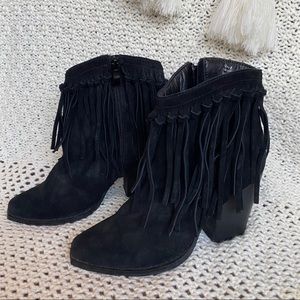 Fringe leather boots